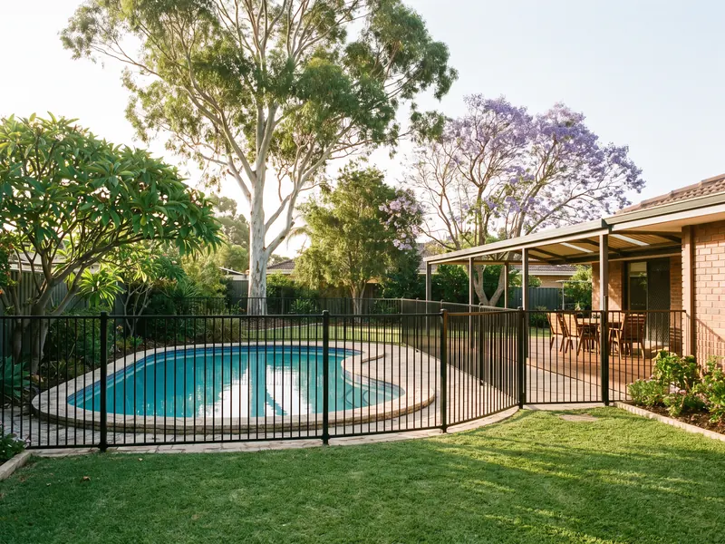 Older backyard pool in Perth with a new compliant pool fence